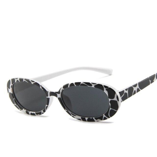Pink Oval Retro Sunglasses - Slim Narrow Frame Eyewear