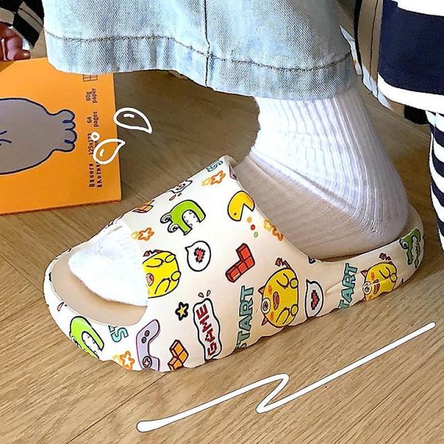 Cartoon Graphic Beach Slides Unisex Non-Slip Thick Soled Sandals