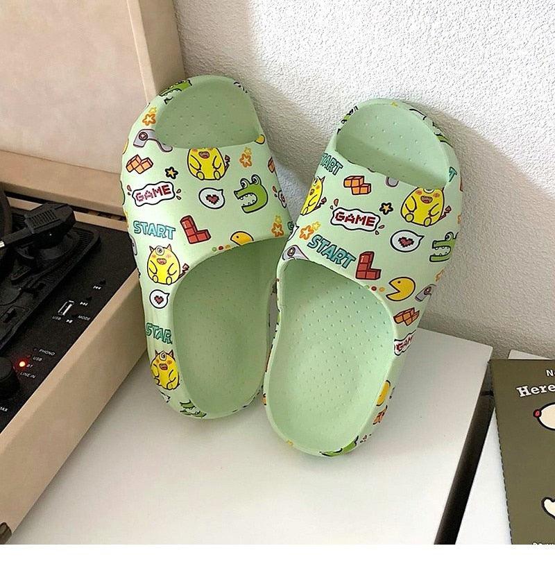 Cartoon Graphic Beach Slides Unisex Non-Slip Thick Soled Sandals