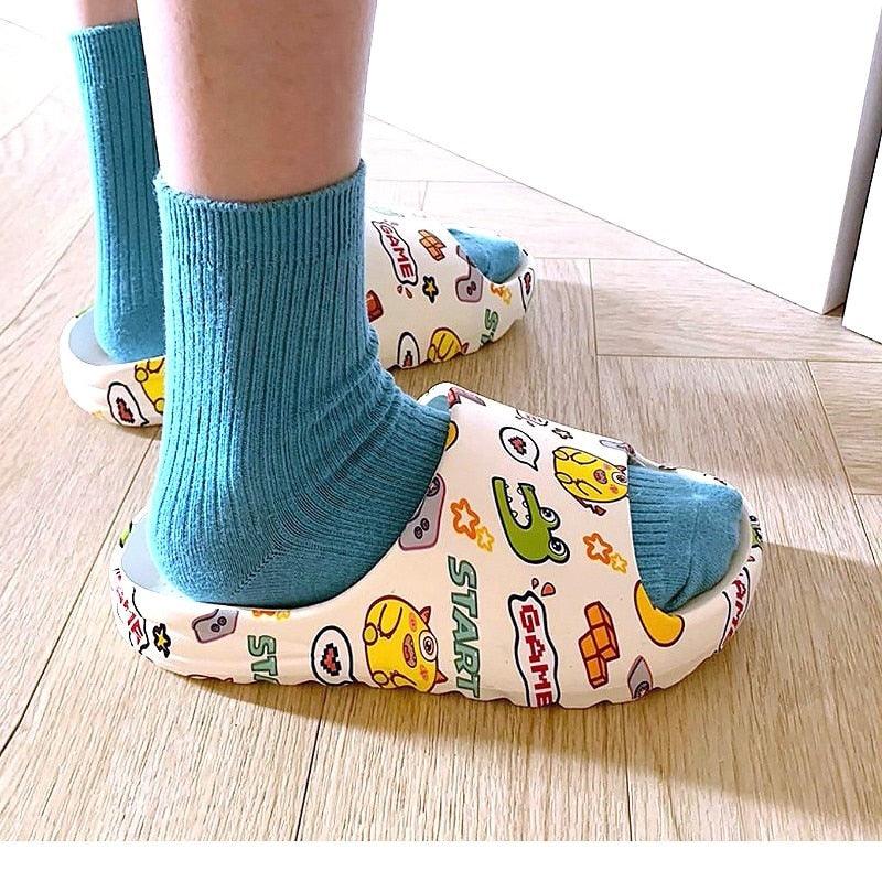Cartoon Graphic Beach Slides Unisex Non-Slip Thick Soled Sandals