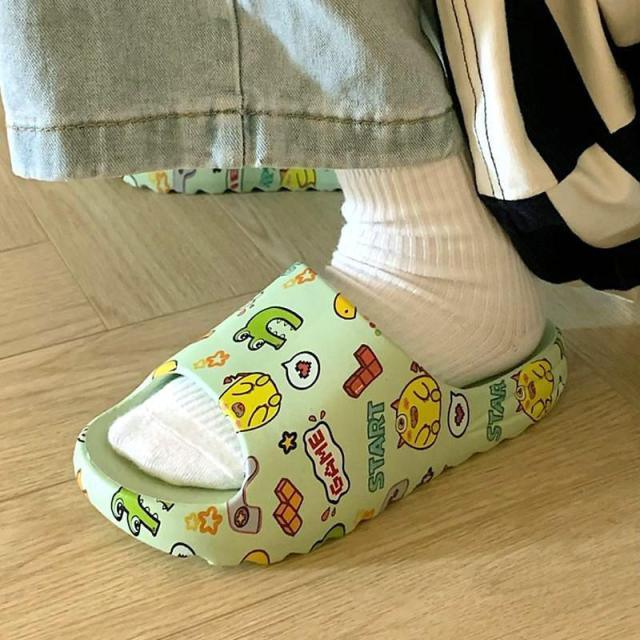 Cartoon Graphic Beach Slides Unisex Non-Slip Thick Soled Sandals