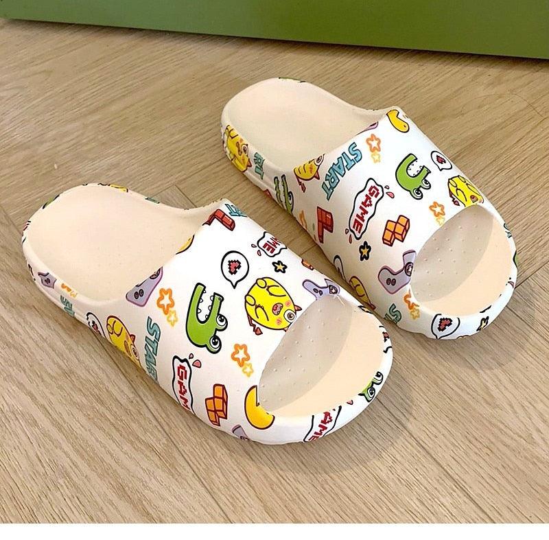 Cartoon Graphic Beach Slides Unisex Non-Slip Thick Soled Sandals