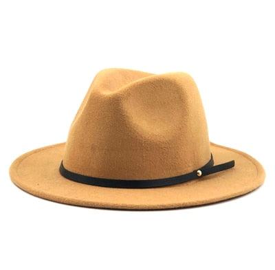 Vintage Black Wool Fedora Hat with Belt Buckle Detail