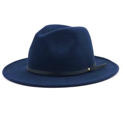 Vintage Black Wool Fedora Hat with Belt Buckle Detail