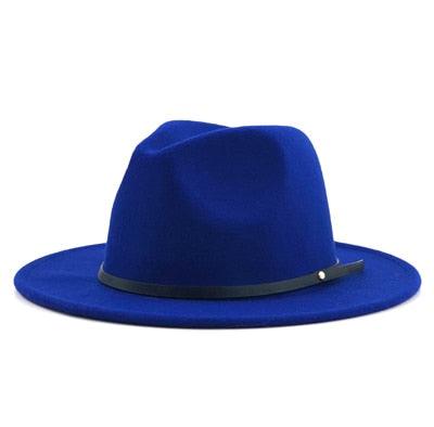Vintage Black Wool Fedora Hat with Belt Buckle Detail