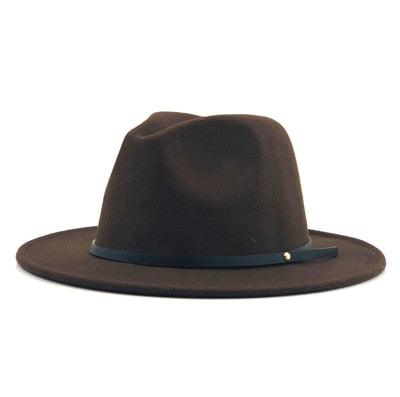 Vintage Black Wool Fedora Hat with Belt Buckle Detail