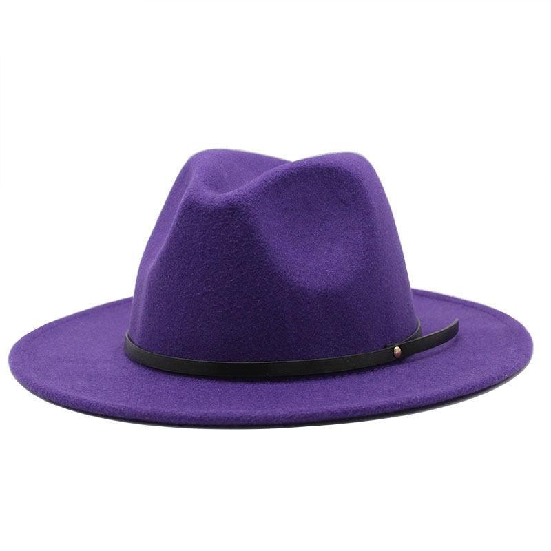 Vintage Black Wool Fedora Hat with Belt Buckle Detail