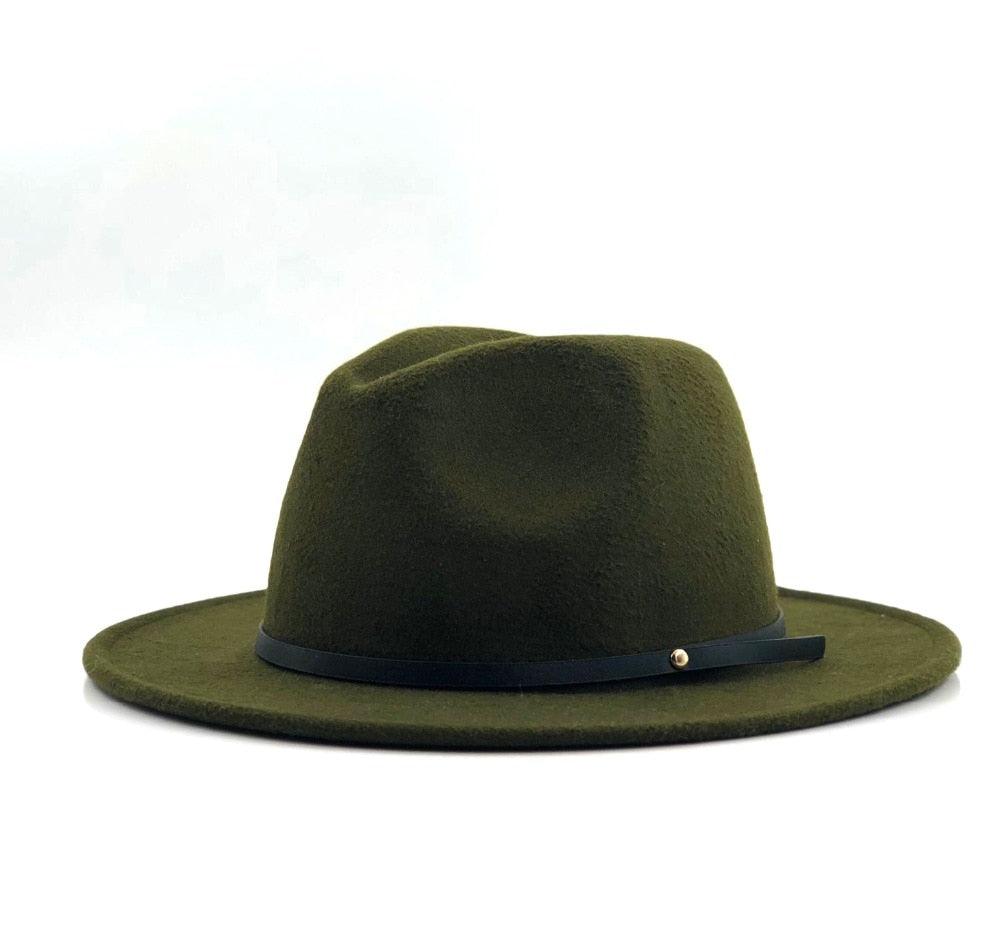 Vintage Black Wool Fedora Hat with Belt Buckle Detail