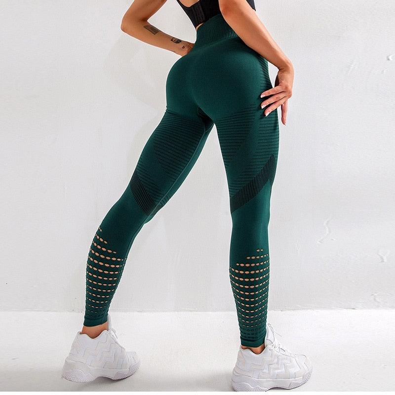 High Waisted Mesh Seamless Fitness Leggings for Gym and Running