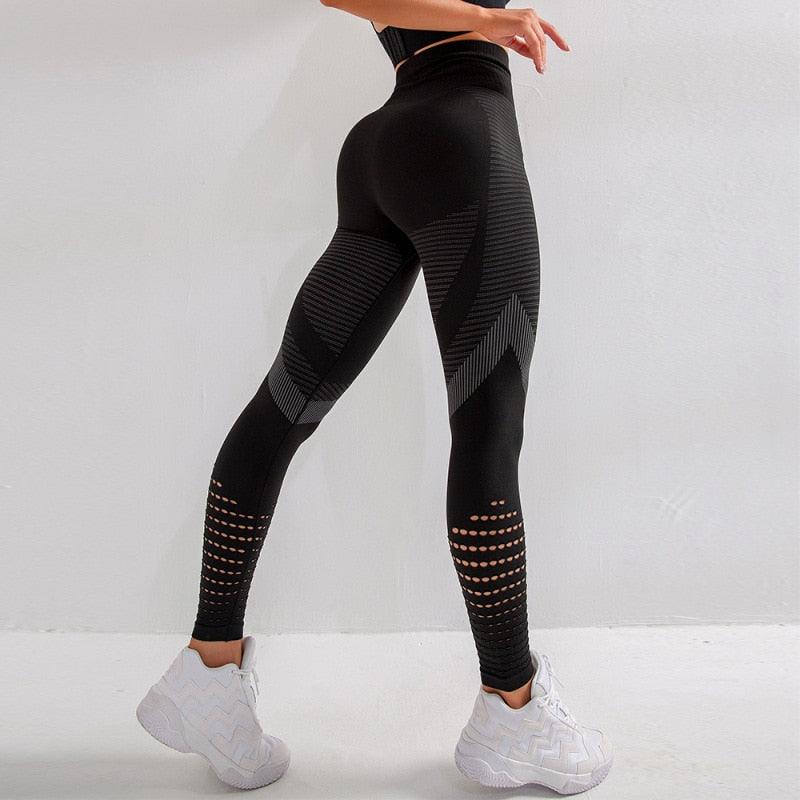 High Waisted Mesh Seamless Fitness Leggings for Gym and Running
