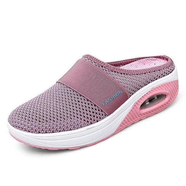 Women's Lightweight Air Cushion Walking Sneakers Knit Slip-Ons