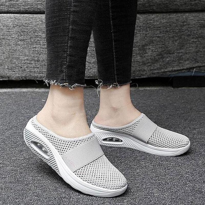 Women's Lightweight Air Cushion Walking Sneakers Knit Slip-Ons