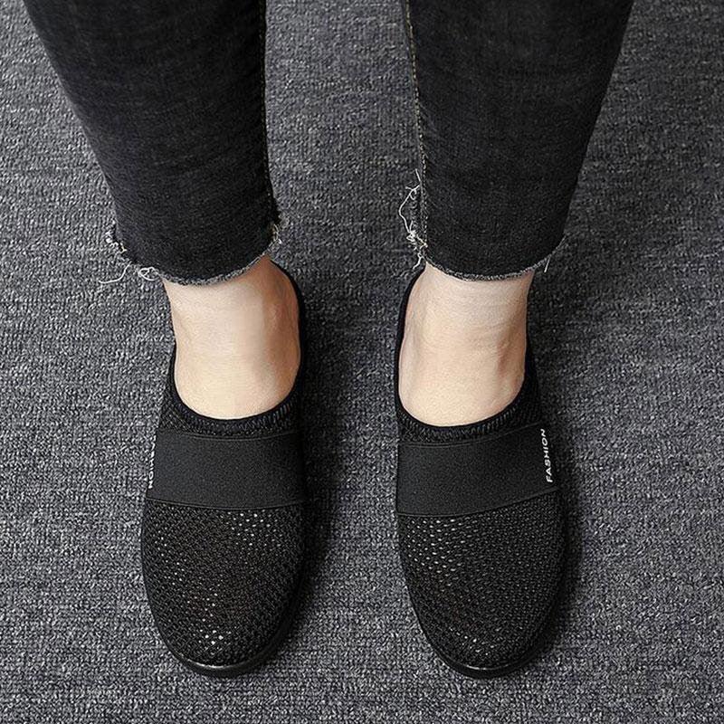 Women's Lightweight Air Cushion Walking Sneakers Knit Slip-Ons