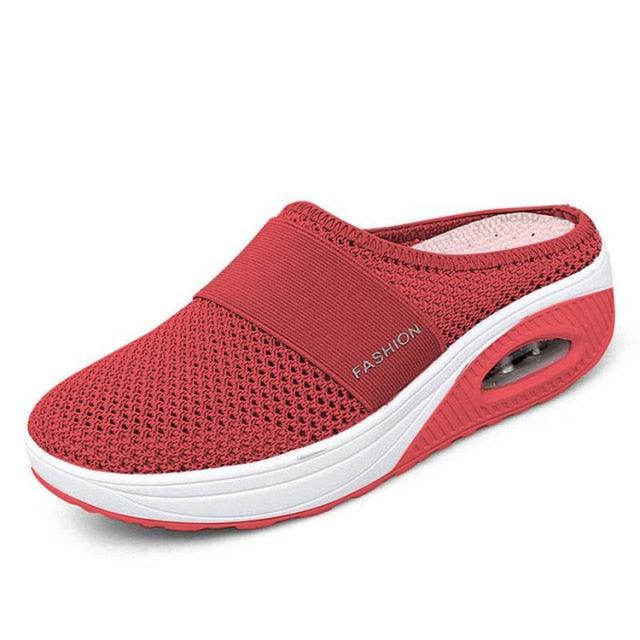 Women's Lightweight Air Cushion Walking Sneakers Knit Slip-Ons