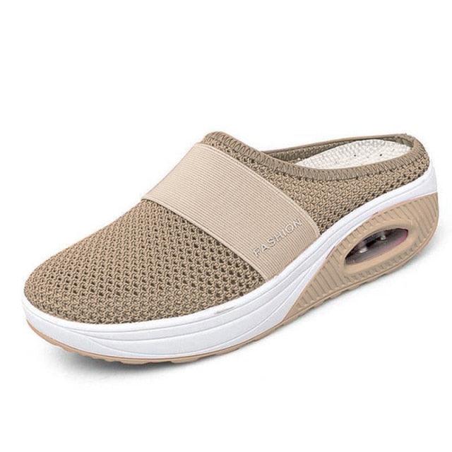 Women's Lightweight Air Cushion Walking Sneakers Knit Slip-Ons