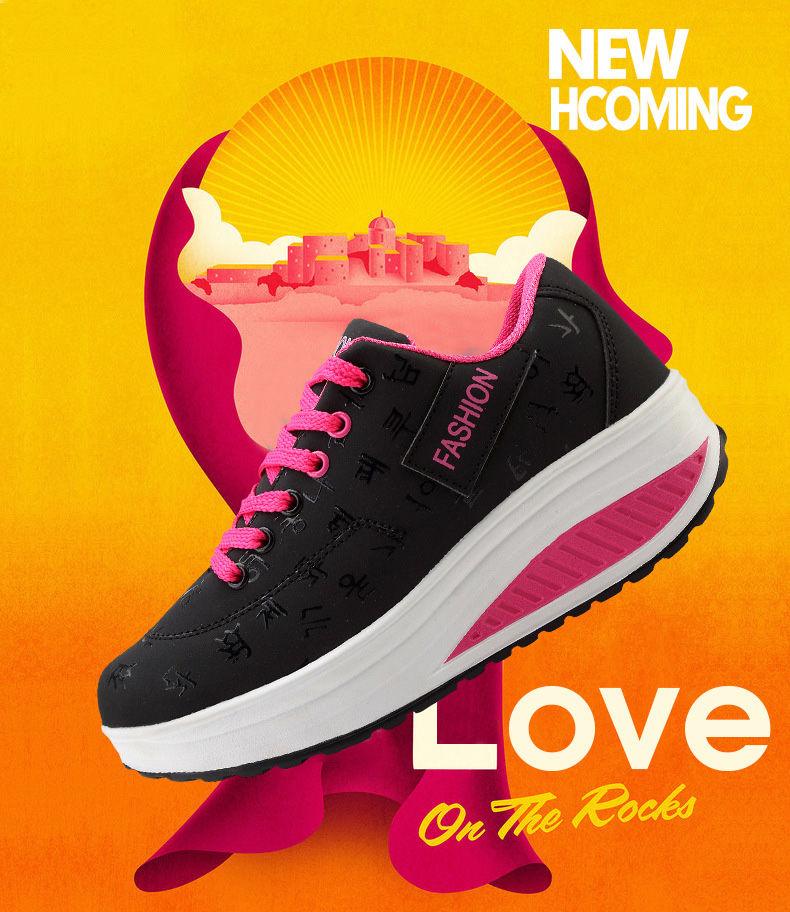 Women’s Leather Flatform Sneakers Height Increasing Lace-Up Shoes