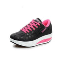 Women’s Leather Flatform Sneakers Height Increasing Lace-Up Shoes