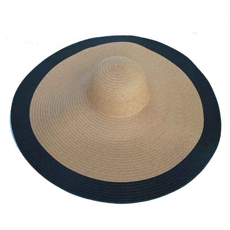 Women's Oversized Foldable Straw Beach Sun Hat Wide Brim UV Cap