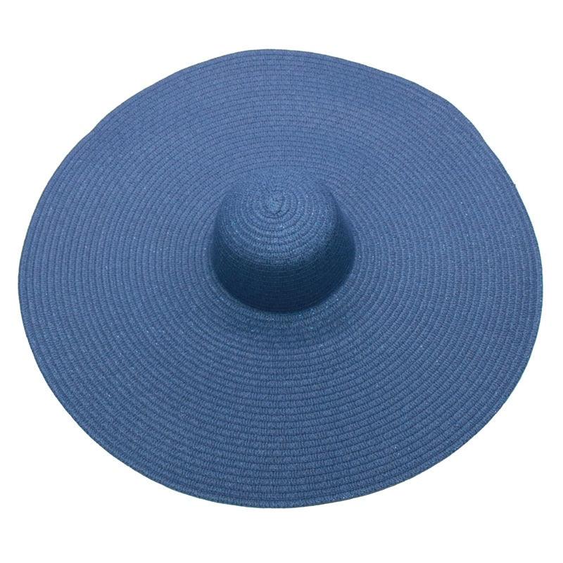 Women's Oversized Foldable Straw Beach Sun Hat Wide Brim UV Cap