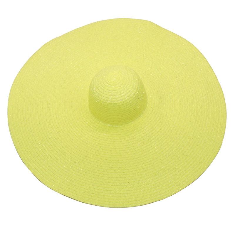 Women's Oversized Foldable Straw Beach Sun Hat Wide Brim UV Cap