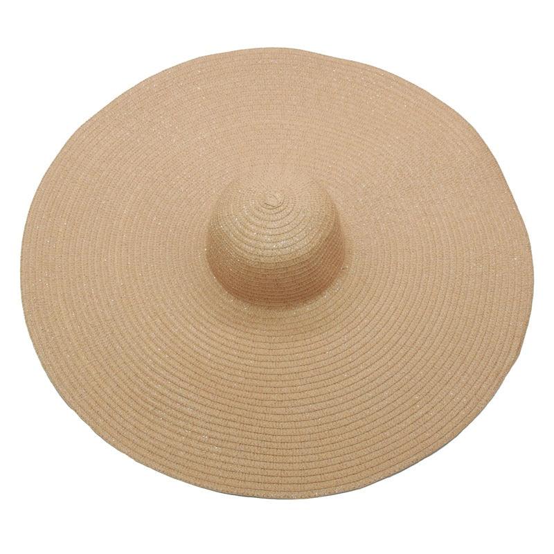 Women's Oversized Foldable Straw Beach Sun Hat Wide Brim UV Cap