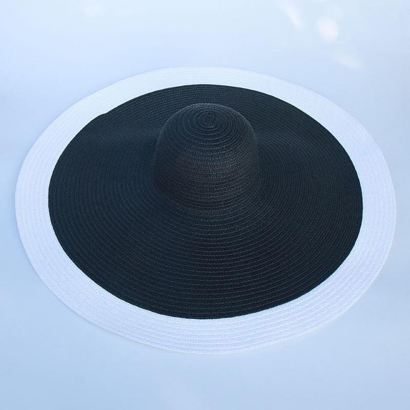Women's Oversized Foldable Straw Beach Sun Hat Wide Brim UV Cap