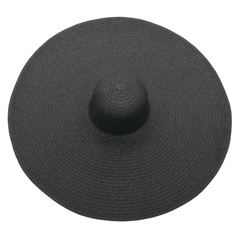 Women's Oversized Foldable Straw Beach Sun Hat Wide Brim UV Cap