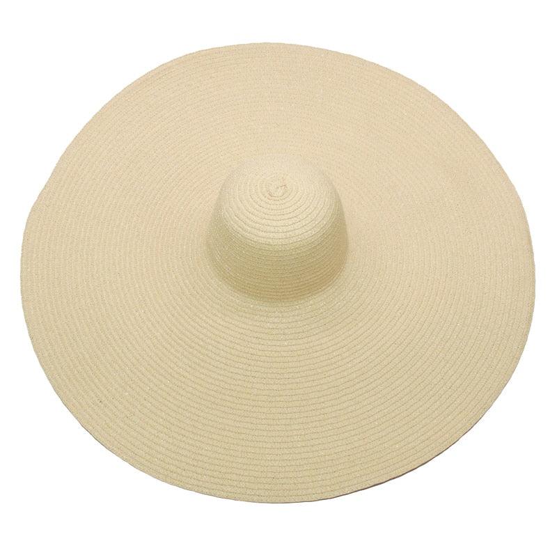 Women's Oversized Foldable Straw Beach Sun Hat Wide Brim UV Cap