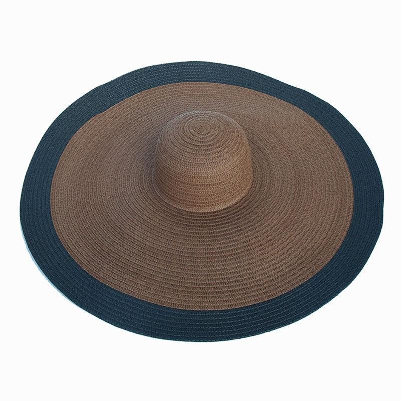 Women's Oversized Foldable Straw Beach Sun Hat Wide Brim UV Cap