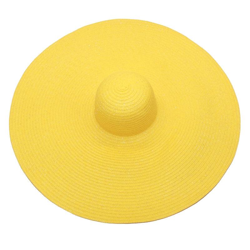 Women's Oversized Foldable Straw Beach Sun Hat Wide Brim UV Cap