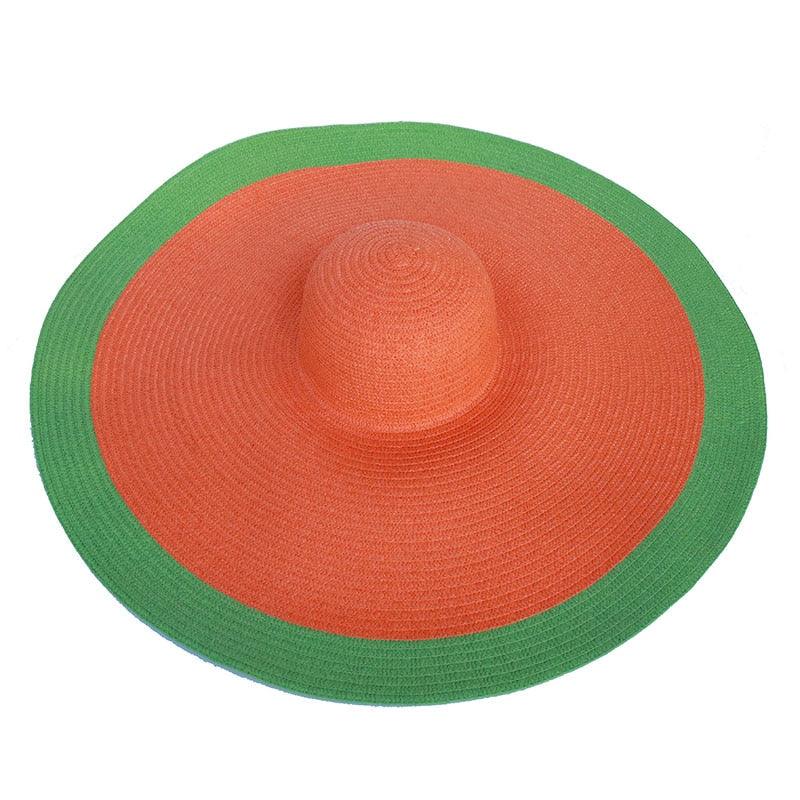 Women's Oversized Foldable Straw Beach Sun Hat Wide Brim UV Cap