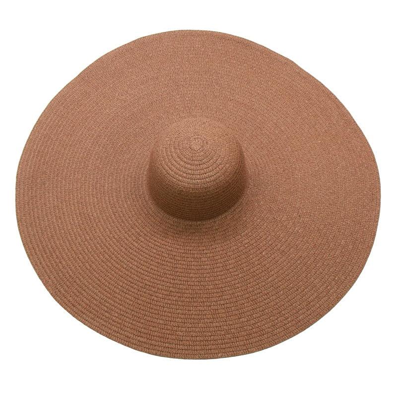Women's Oversized Foldable Straw Beach Sun Hat Wide Brim UV Cap
