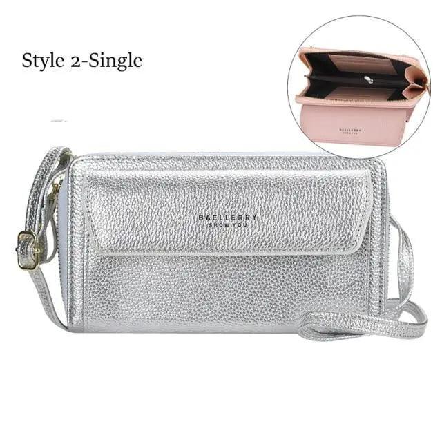Women’s Double Layer Crossbody Bag – Minimalist Leather Card Holder