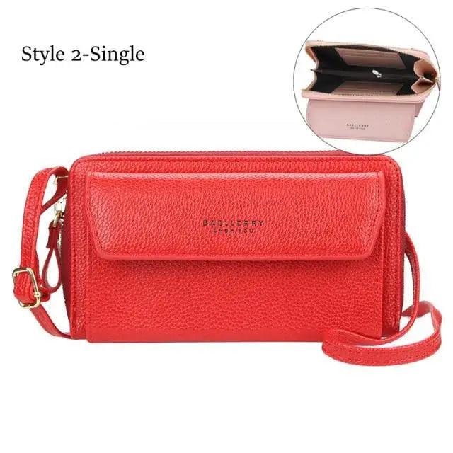 Women’s Double Layer Crossbody Bag – Minimalist Leather Card Holder