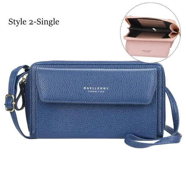 Women’s Double Layer Crossbody Bag – Minimalist Leather Card Holder