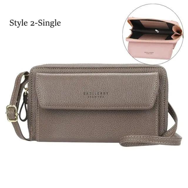 Women’s Double Layer Crossbody Bag – Minimalist Leather Card Holder