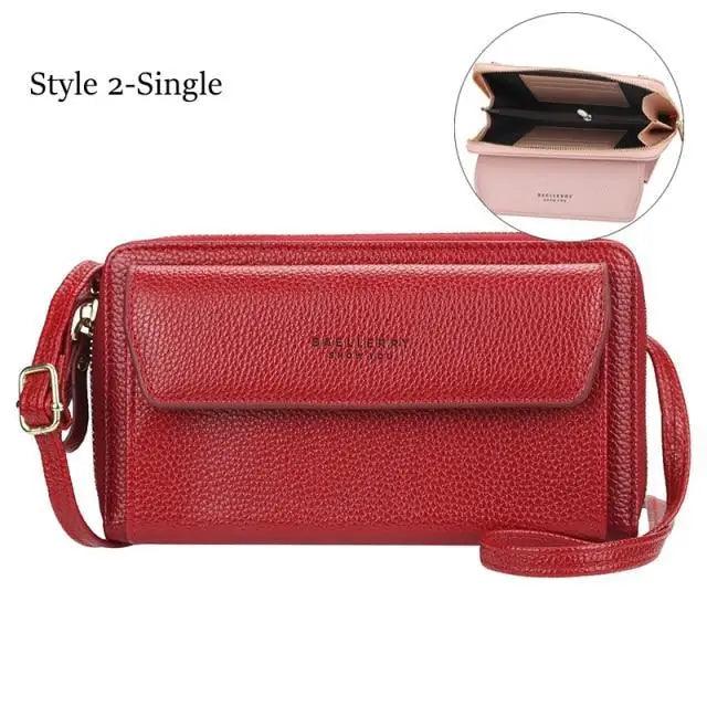 Women’s Double Layer Crossbody Bag – Minimalist Leather Card Holder
