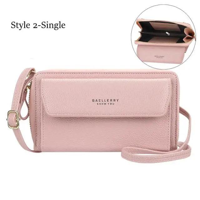 Women’s Double Layer Crossbody Bag – Minimalist Leather Card Holder