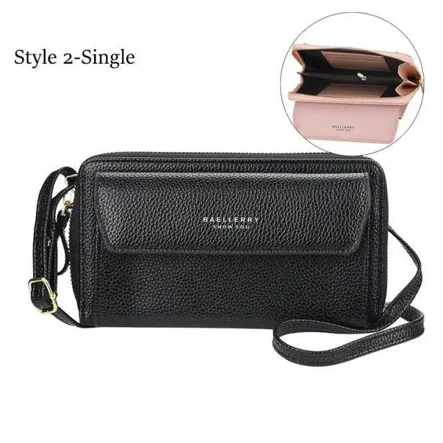 Women’s Double Layer Crossbody Bag – Minimalist Leather Card Holder