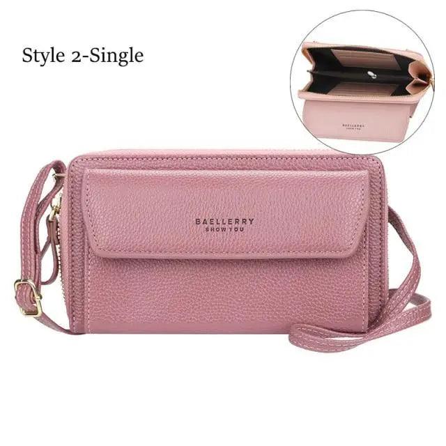 Women’s Double Layer Crossbody Bag – Minimalist Leather Card Holder