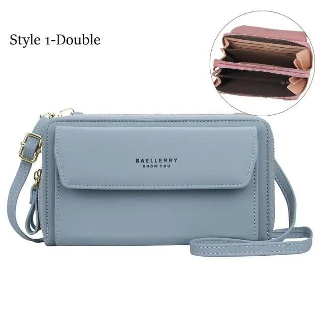 Women’s Double Layer Crossbody Bag – Minimalist Leather Card Holder