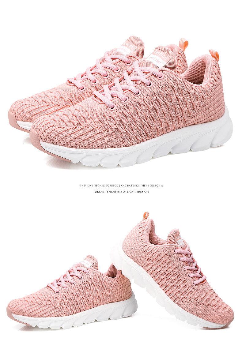 Women’s Breathable Knit Running Sneakers – Lightweight Lace-Up