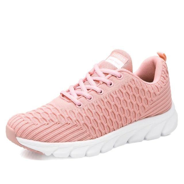 Women’s Breathable Knit Running Sneakers – Lightweight Lace-Up