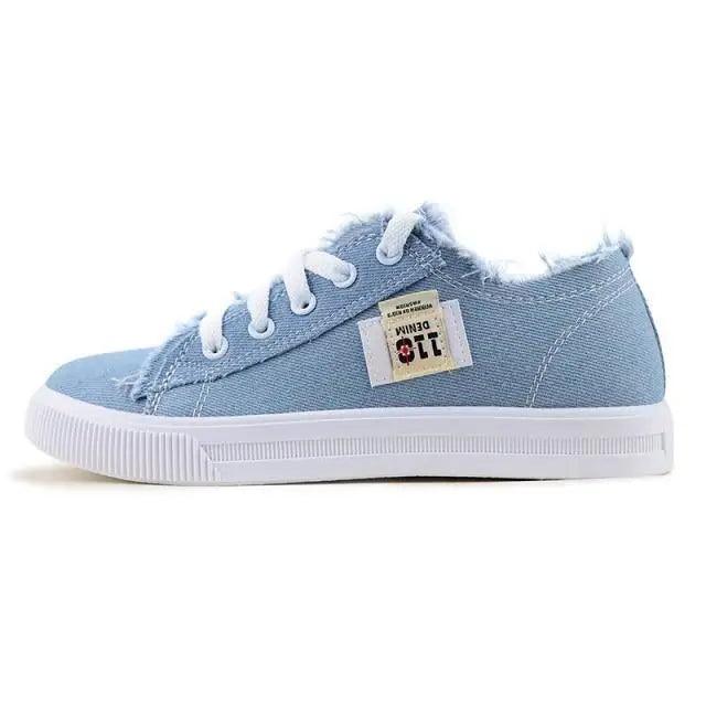 Women's Blue Canvas Sneakers Breathable Classic Denim Fashion Shoes