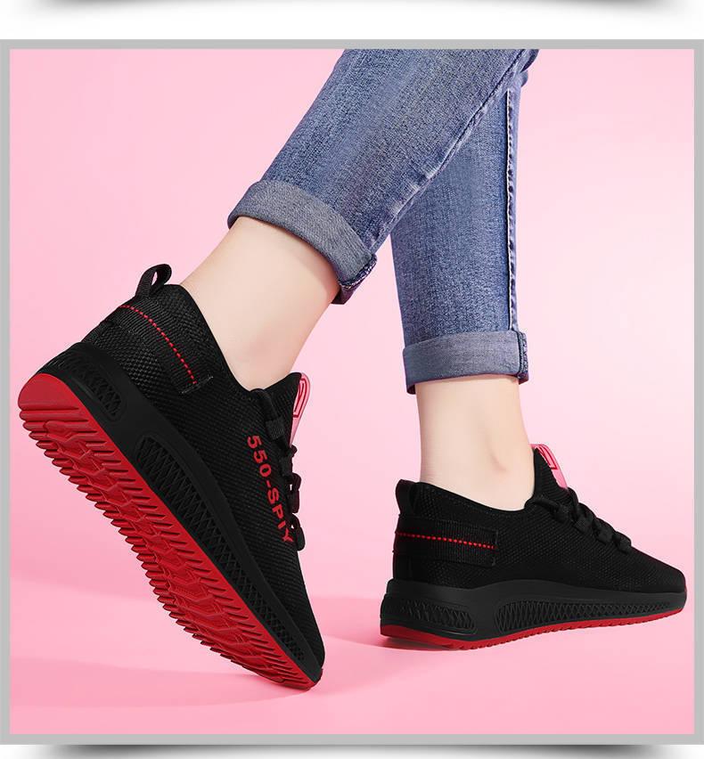 Women's Black Platform Fashion Sneakers Lightweight Mesh Tennis Shoes