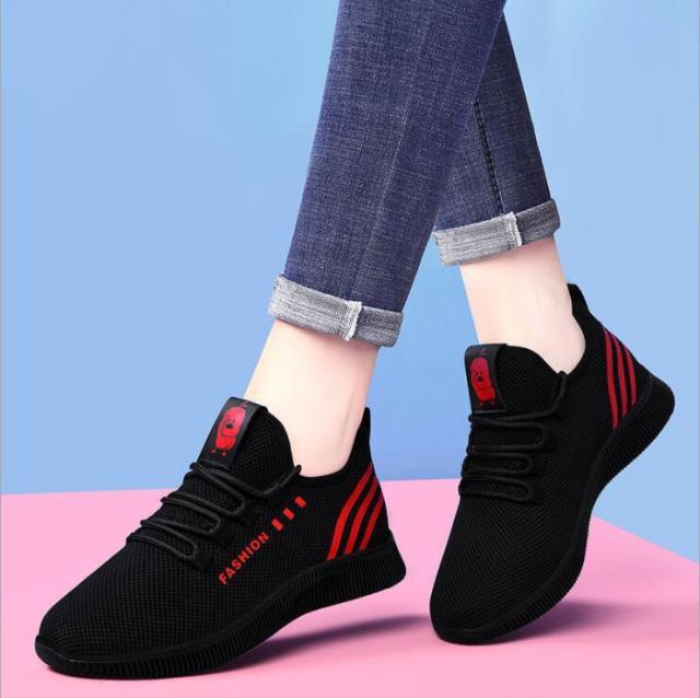 Women's Black Platform Fashion Sneakers Lightweight Mesh Tennis Shoes