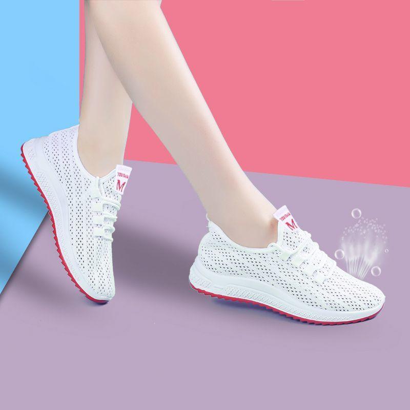 Women's Black Platform Fashion Sneakers Lightweight Mesh Tennis Shoes
