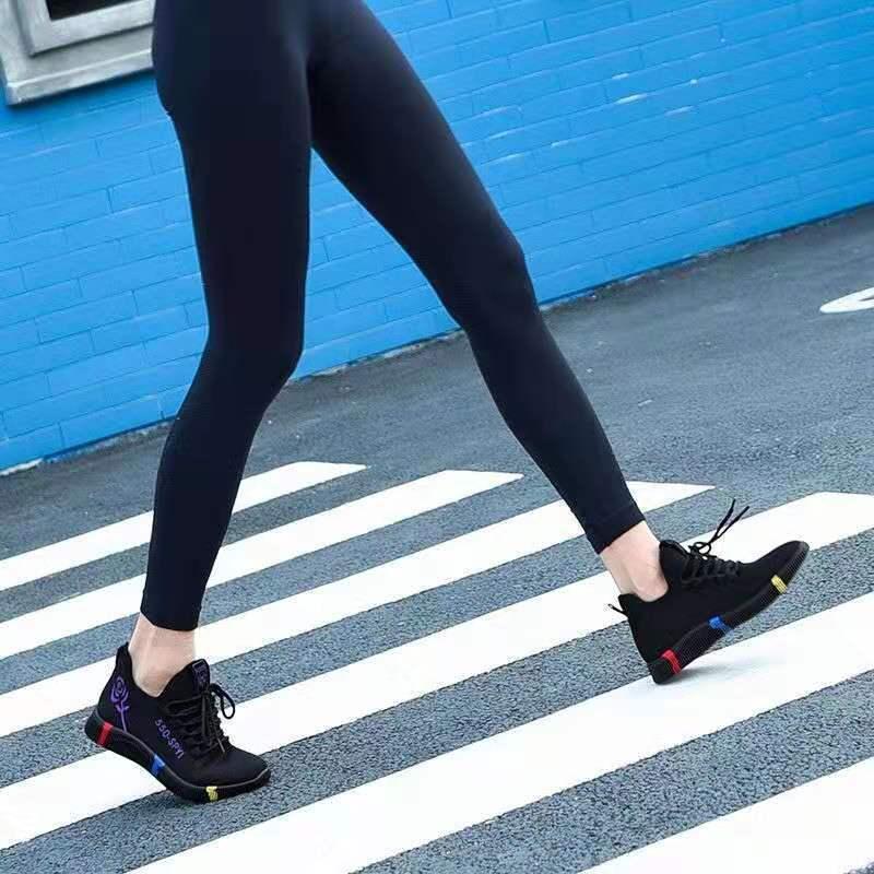 Women's Black Platform Fashion Sneakers Lightweight Mesh Tennis Shoes