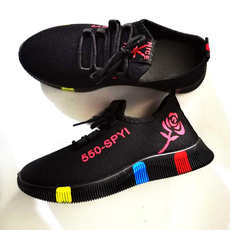 Stevvex women's black platform fashion sneakers with breathable knit mesh design
