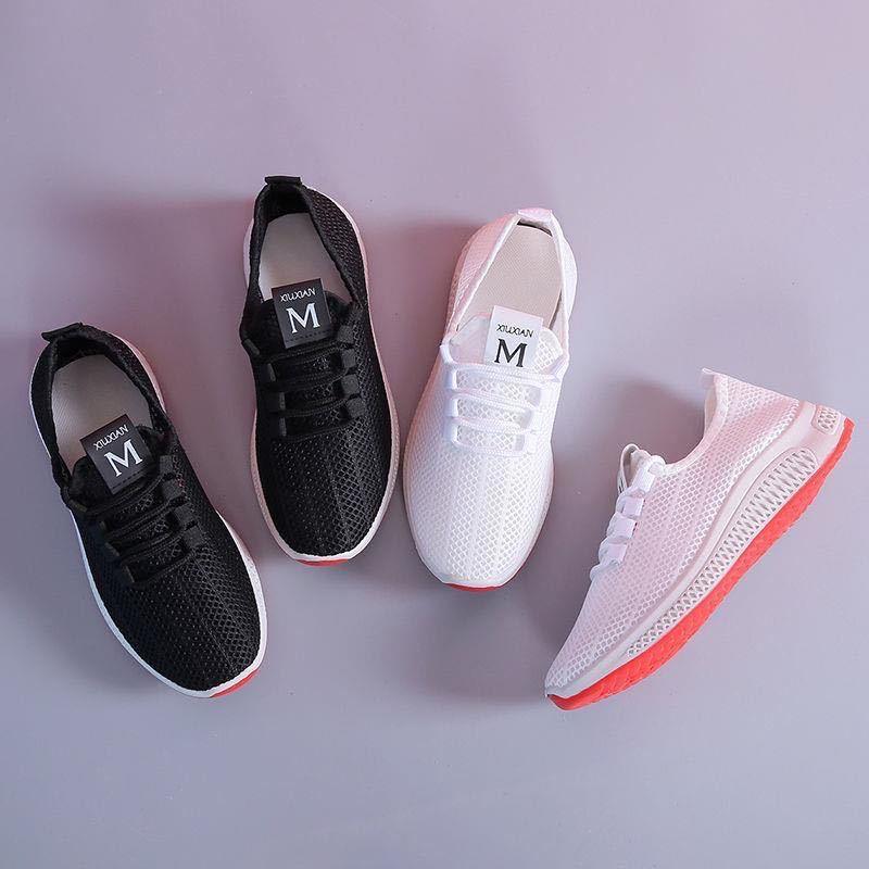 Women's Black Platform Fashion Sneakers Lightweight Mesh Tennis Shoes